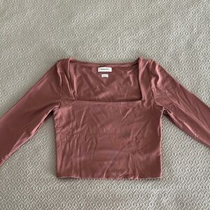 Aritzia BABATON Mauve Square Neck Crop Top